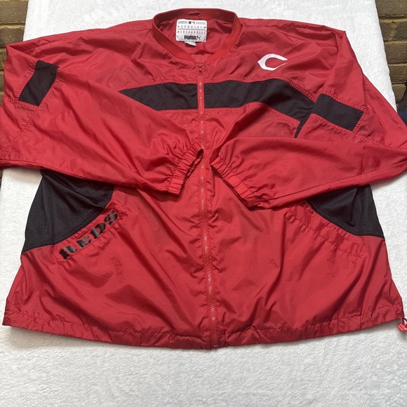 VTG 1990 Puma Cincinnati Reds Wind Breaker Men's 2XL Performance Mesh-Back Logo